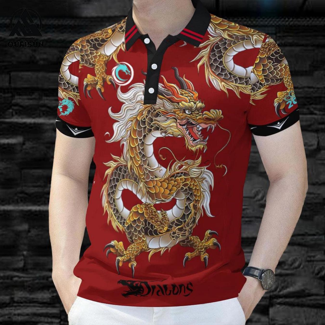 

Chinese Style Dragon Pattern Print Polo Shirt Men s Clothes Retro And Traditional Design Polo Streetwear Casual Fashion 2026 S