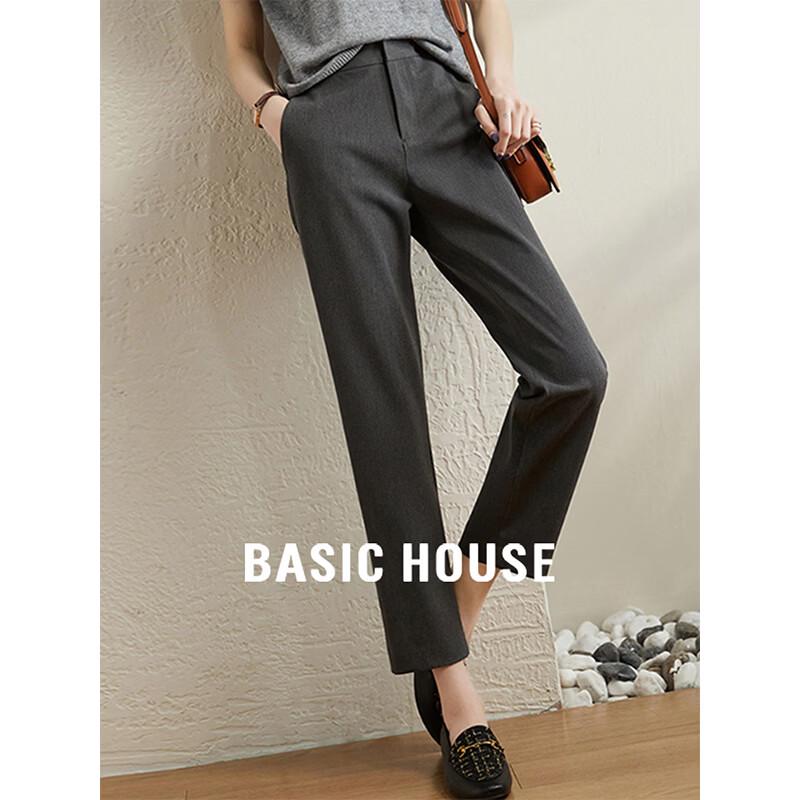Basic House Women s High-Waist Straight Leg Cropped Suit Pants S