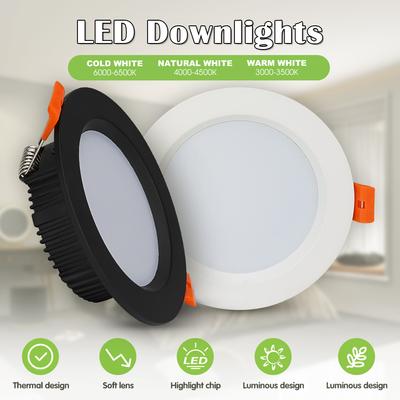 LED Downlight Gömme AC220V 3W 5W 7W 9W 12W 18W Sürücüsüz Tavan Dekorasyon Spotu Gömülü SMD Lamba Beyaz/Siyah DownLight