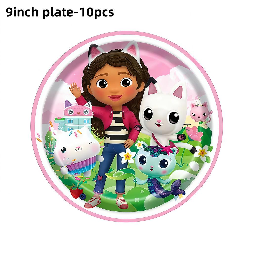 Gabby Dollhouse Birthday Decoration Gabby Disposable Dishes For Parties Girls Boys Favors Baby Shower Supplies Child Party Decor