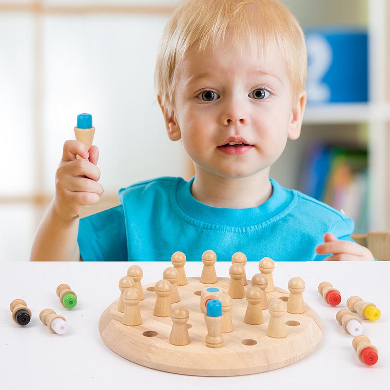 Wooden Color Memory Chess: Educational Game for Parent-Child Interaction and Concentration Training