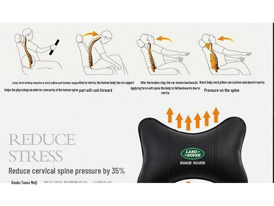 Geeignetes Nacken- und Lendenwirbelstützkissen für Range Rover: Evoque, Discovery, Sport, Velar, Guardian Kopfstützenschutz.