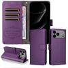 For iPhone 17 Pro Max Case RFID Blocking 3 Card Slots PU Leather Phone Cover with Wrist Strap