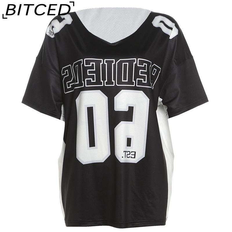 

BITCED Женская летняя модная футболка с принтом букв, с открытыми плечами, с короткими рукавами, свободного кроя L чёрный