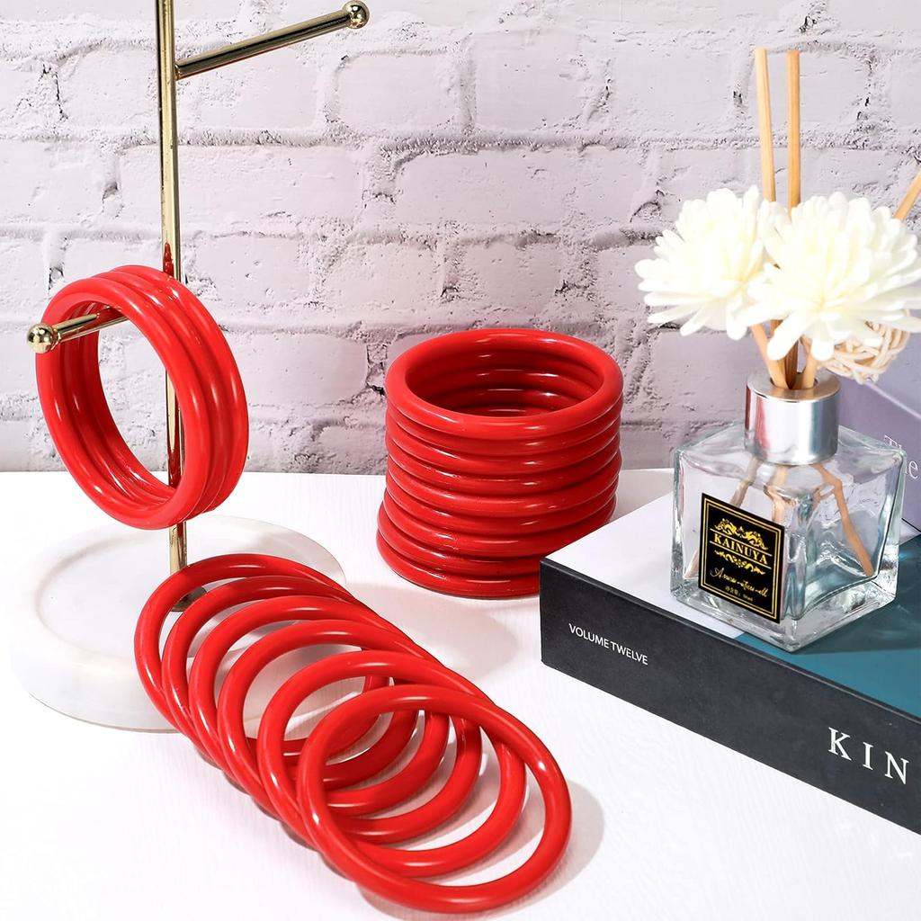 Meooeck 48 Pieces Plastic Ring Toss Rings 2.9 Inch Red Bottles Ring Toss Carnival Games for Adult Garden Backyard Outdoor Games