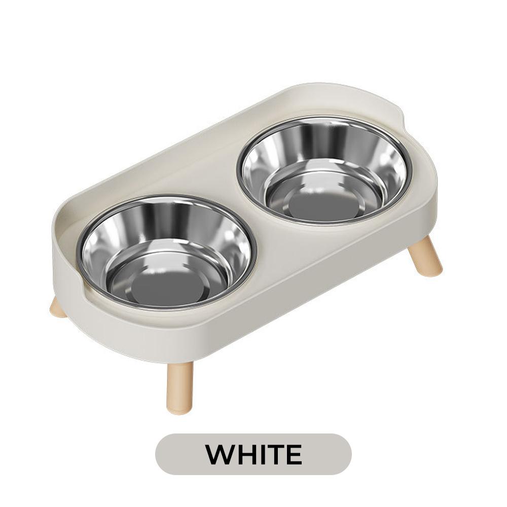 Ein farbenfroher Dopamin-Haustier-Doppelnapf, modische Fütterung, große Kapazität, Edelstahlnapf für Hunde, Trinkwasser, Hals, Katzendoppelnapf
