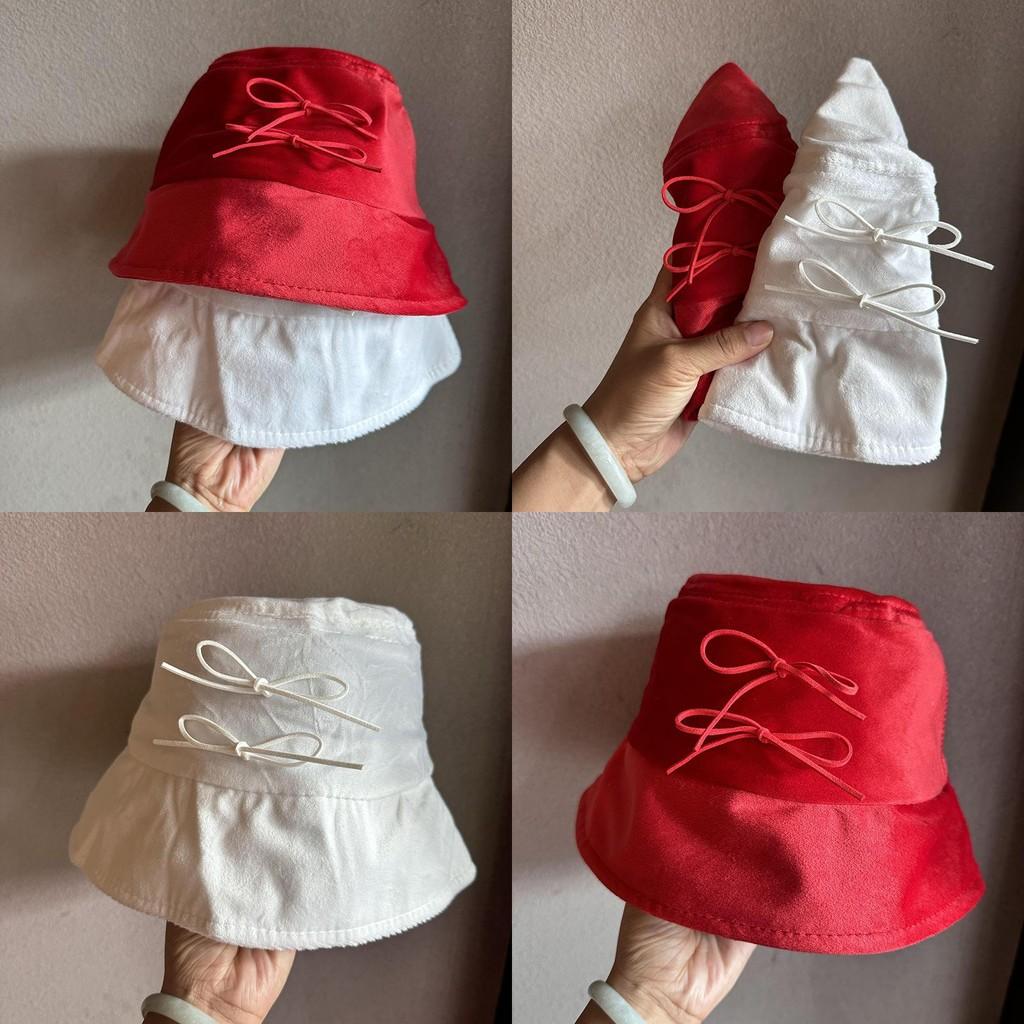 Fisherman Cap Bowknot Solid Color Bucket Hat Sun Protection Gift Breathable