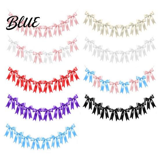 Valentine Day Backdrop Hanging Bunting Bow Pre-Strung Garland Decor 6.7FT Satin Ribbon Banner Decorations Photo Props for Birthday Baby