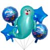 Marine Animal-themed Aluminum Film Spherical Balloon Party Decoration Pentagram Crab Shark Lantern Fish Whale Aluminum Film Balloon Set