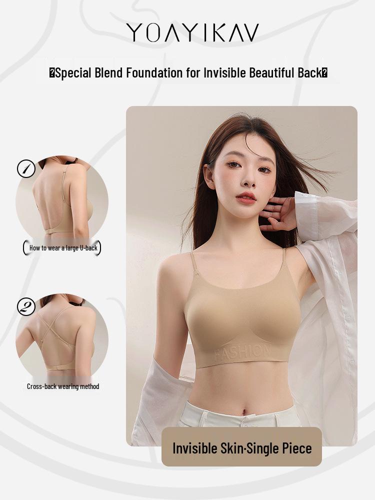 Hot Selling Thin Strap Push-up Bra: Seamless, Invisible Foundation Color with U-Back Support for Smaller Busts & Side Boob