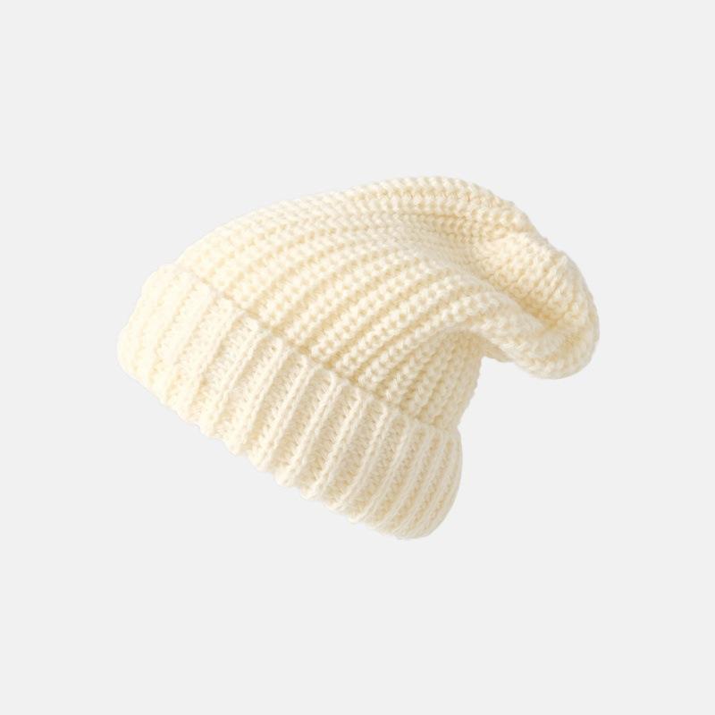 Winter Hat Women's Autumn and Winter Wool Hat Big Head Circumference Black Cold Hat Warm Ear Protection Confinement Knitted Pile Hat Men