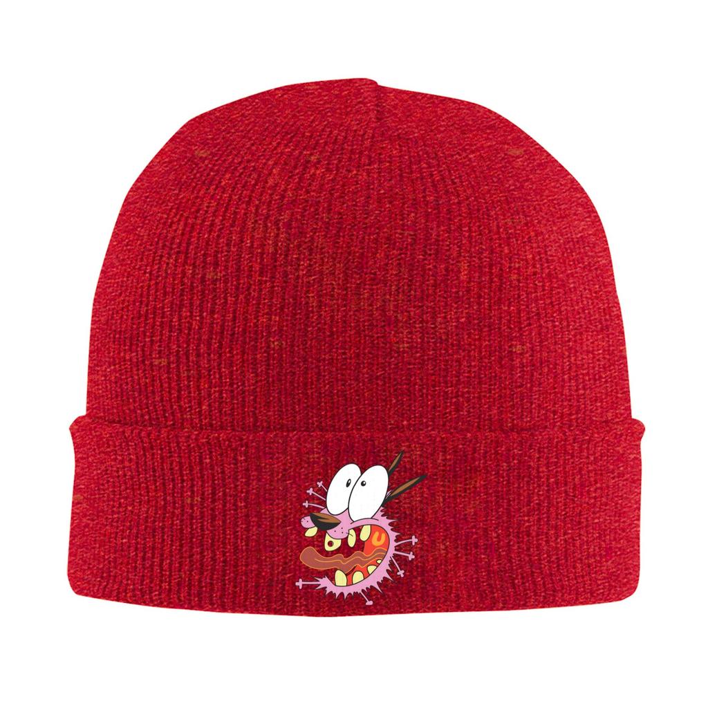 Courage Dog  Beanie Hats  Bonnet Hats Female Male Casual Kpop Knitting Hat Autumn Pattern Thermal Elastic Caps