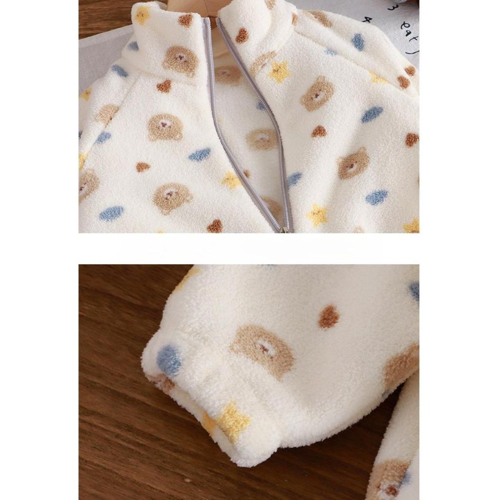 Plyšová, Zesílená Sada, Dětská, Domácí Oblečení, Teplá Sada, Dětské Oblečení, Dvoudílná Sada