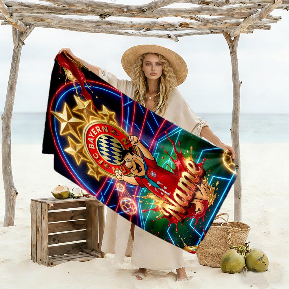 Fc Bayern Munich Jersey Personalized Name Beach Towel Soft Durable Quick-Dry Portable for SwimmingBeachCamping Travel Beach AccessoriesGym