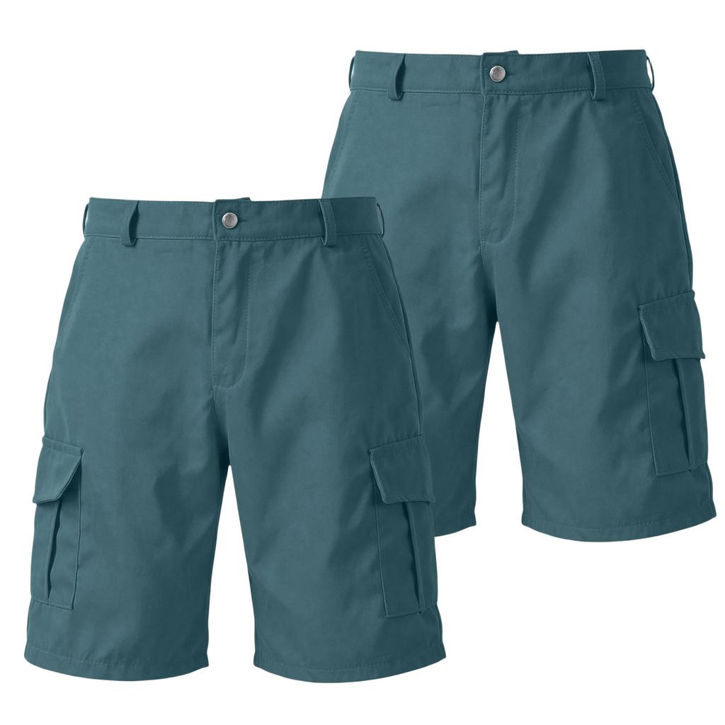 Men's Color Cargo Shorts 2-Pack with Button and Elastic Waist, 6 Pockets