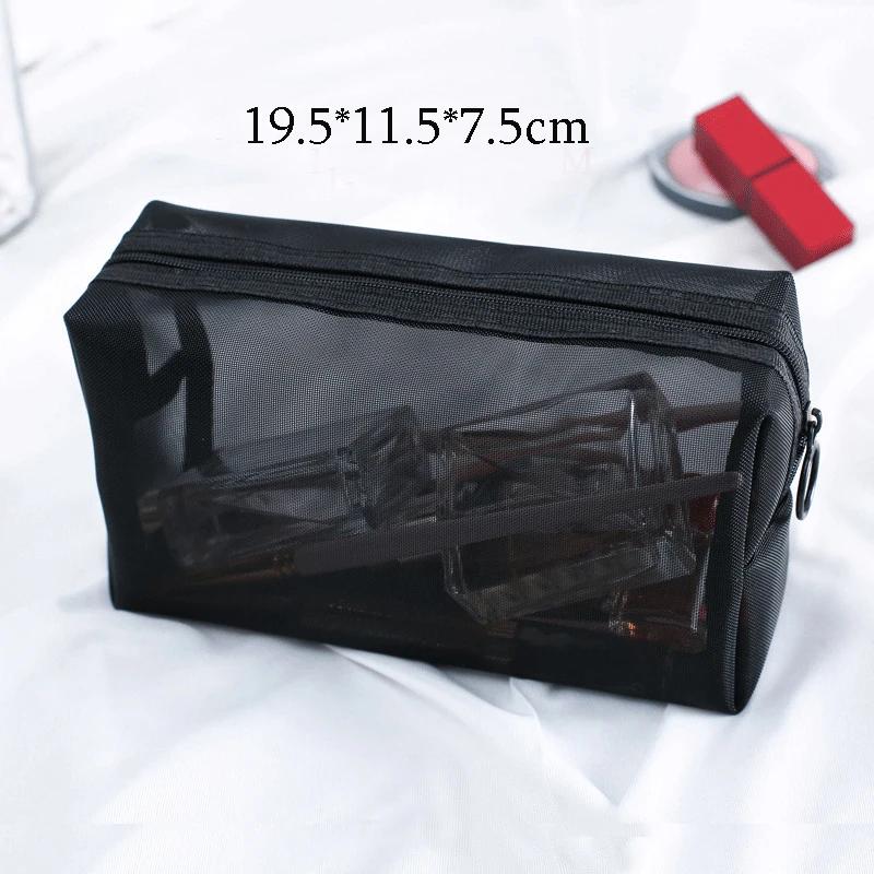 Bolsa Cosmética Transparente de Malha Portátil Estojo de Maquilhagem Feminino Viagem Zíper Organizador de Maquilhagem Lavável Necessaire Bolsa de Armazenamento de Beleza Necessaire