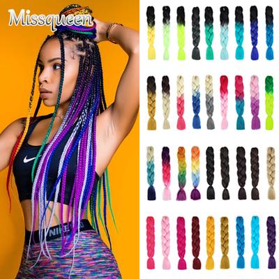 MISQUEEN Yaki Soft Hair Ombre Háčkování Copánkové Prodlužování vlasů pro cop 24palcové růžové syntetické háčkované vlasy Jumbo Cop vlasy