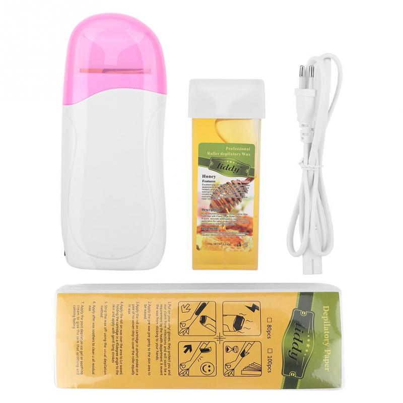 Wax Depilatory Roller Warmer Heater Machine+ 100pcs Wax Paper+Wax Body Hair Removal Setbuy at a