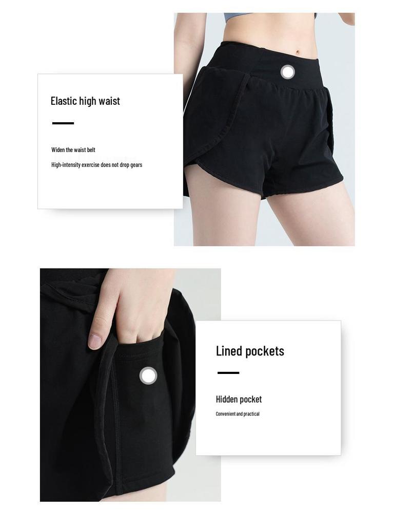 Summer Quick-Dry Two-Piece Running Shorts with Side Pockets