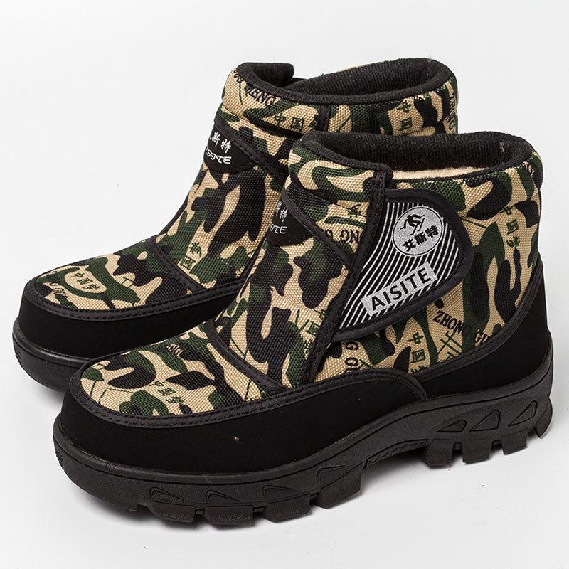 2019 Men Boots platform snow boots for men thick plush waterproof slip-resistant winter shoes Plus size ghn78