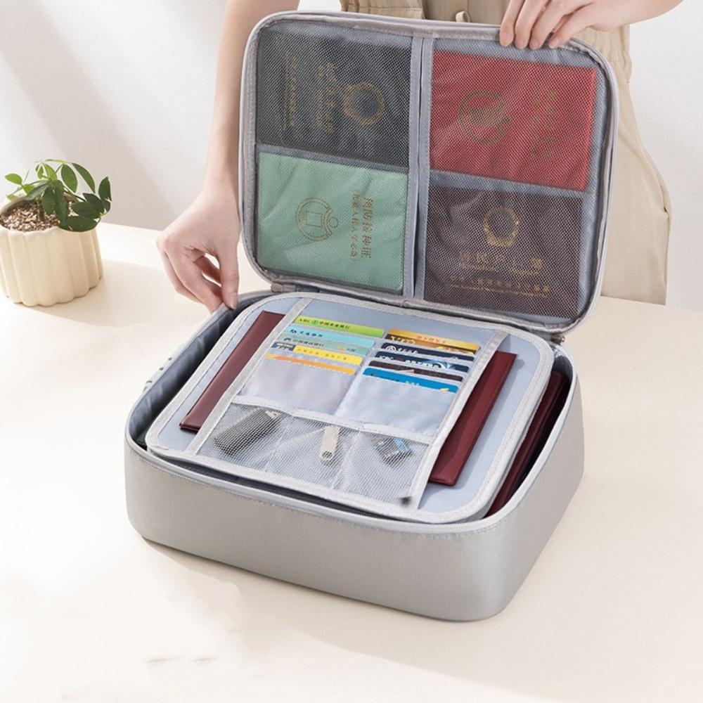 Fireproof Document Bag Multi-Layer Document Tickets Storage Bag with lock File Organizer Case Home Travel Passport Briefcase