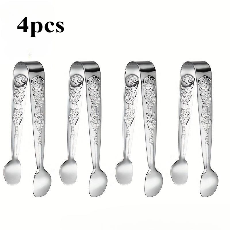 Pinça de Gelo com Rosas Vintage Aço Inoxidável Pinça para Cubos de Gelo de Açúcar Pinça Portátil para Salada Churrasco Pinça de Cubo de Gelo Prata/Dourada Suprimento para Bar
