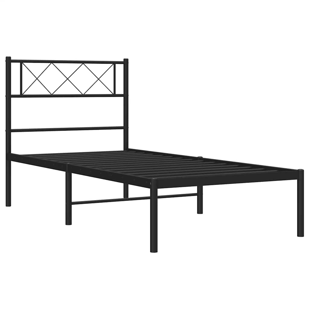 Metallbettgestell mit Kopfteil Schwarz 100 x 200 cm