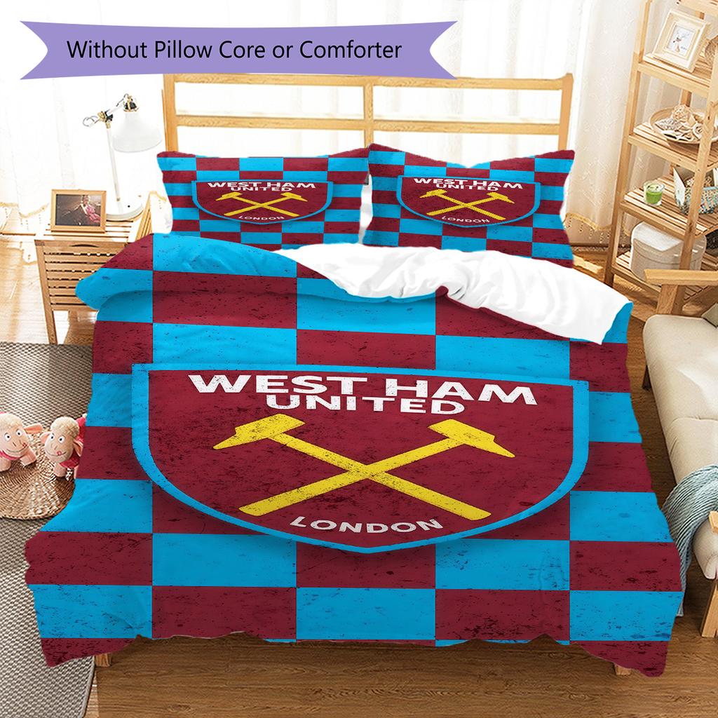 WHUFC Logo Bedding Quilt Set Quilt Cover Pillowcase Home Decoration Birthday Gift (1 * Duvet Cover + 2 * Pillowcase, Without Core)