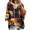 Women's Fashionable Three-Quarter-Sleeve Halloween-Printed Hooded Pullover