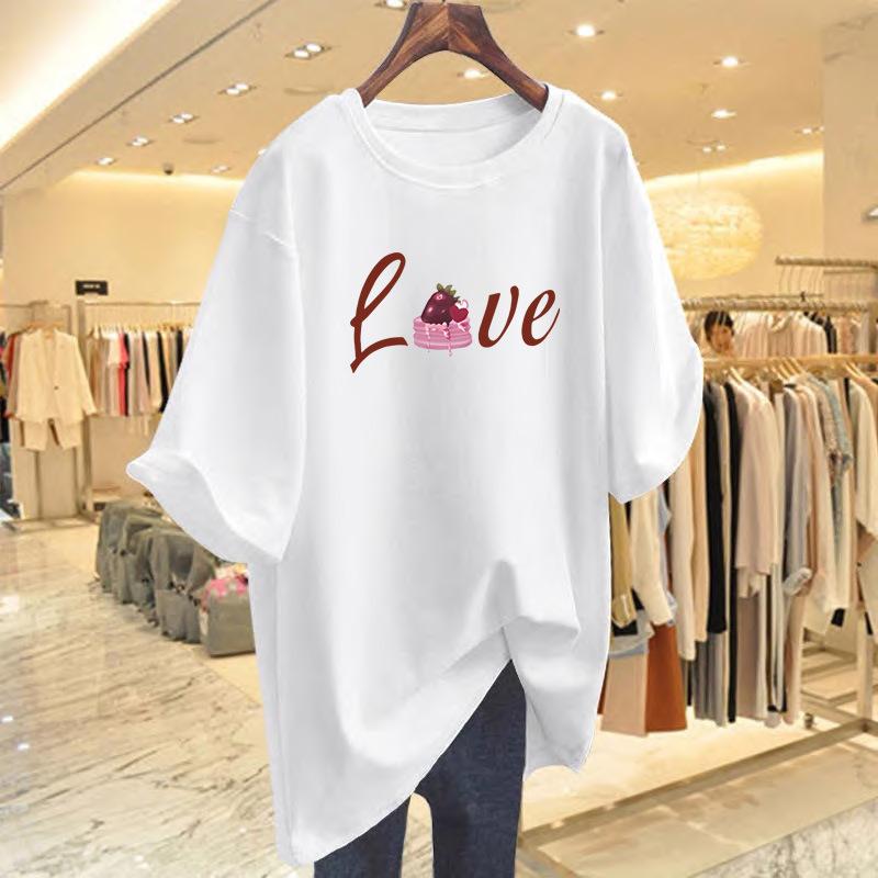 

New letter-printed loose casual short-sleeved t-shirt women s summer top printed Korean version bottoming shirt S
