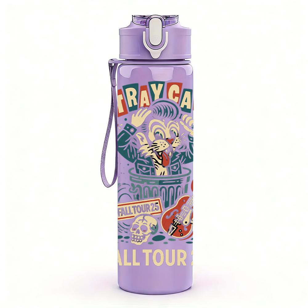 1PC Colorful Retro Collage Character Print 750ml Portable Sports Water Bottle Leakproof Gym Outdoor Travel Drink Cup