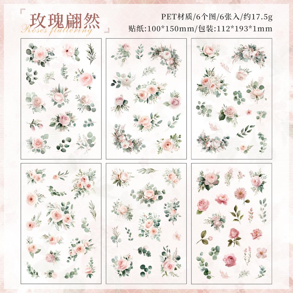 6sheets Dreaming Flower Language Series Ins Flower Plants Die Cutting Waterproof PET Stickers DIY Diary Album Scrapbook