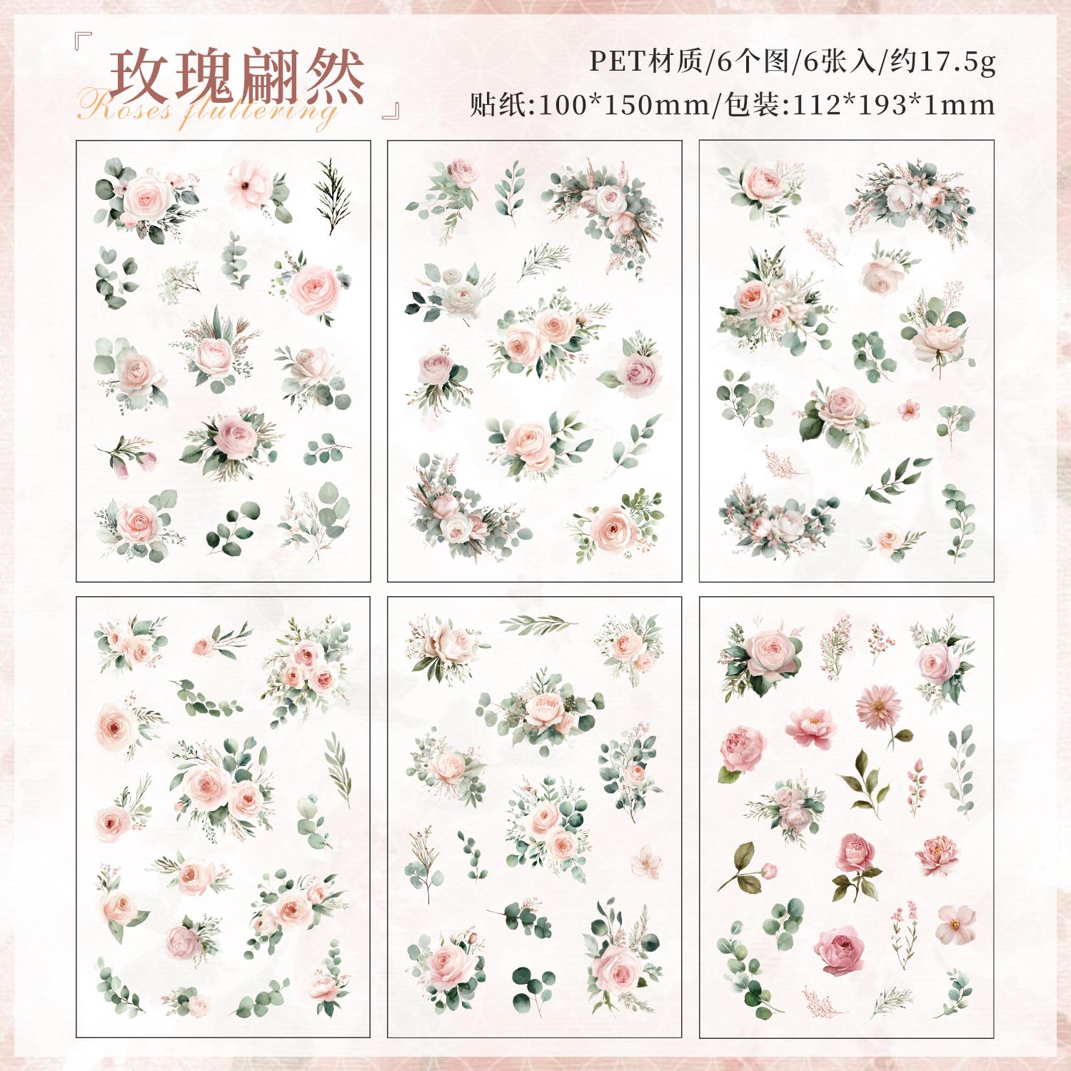 

6sheets Dreaming Flower Language Series Ins Flower Plants Die Cutting Waterproof PET Stickers DIY Diary Album Scrapbook