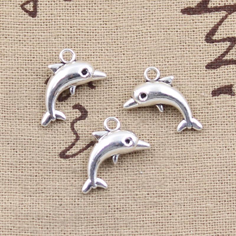 20Pcs Charms Lovely Dolphin 18X11Mm Antique Bronze Silver Color Pendants Making Diy Handmade Tibetan Silver Color Jewelry