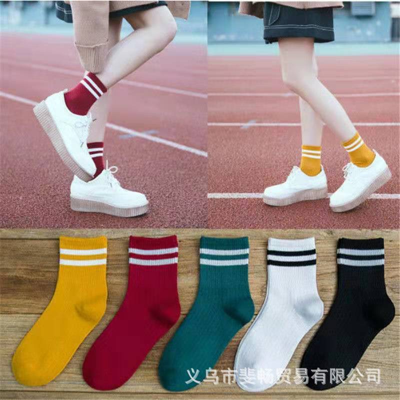 1 Pair Of Cotton Gym  Socks Sports Classic Striped Tube Socks College Style Outdoor Socks