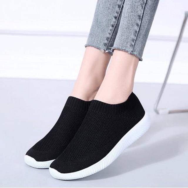 Cheap New Women shoes large size knitted nonslip on female sneakers