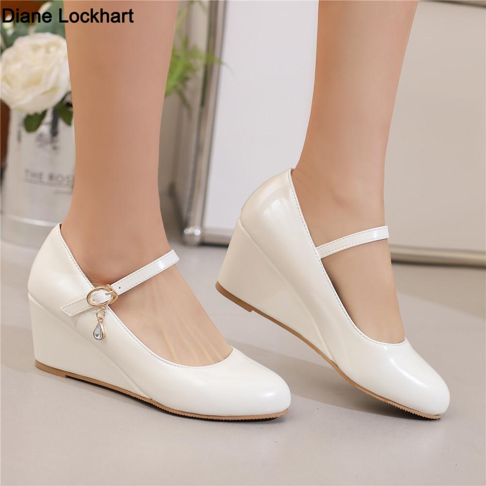 Fashion 2025 Spring Ankle Strap Buckle Wedges Women Shoes Height Heels Office Party Wedding Shoe Casual Women Pumps Zapatos Mujer