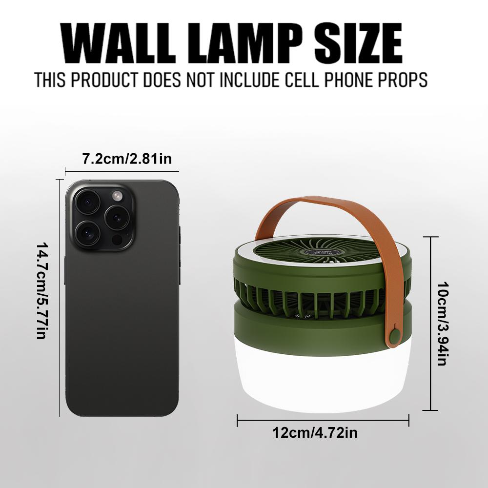 2-in-1 with 4 Lights Modes Outdoor Solar Fan Lantern Camping Hanging for Power Failure Emergency Survival Travel Adventure Lamps