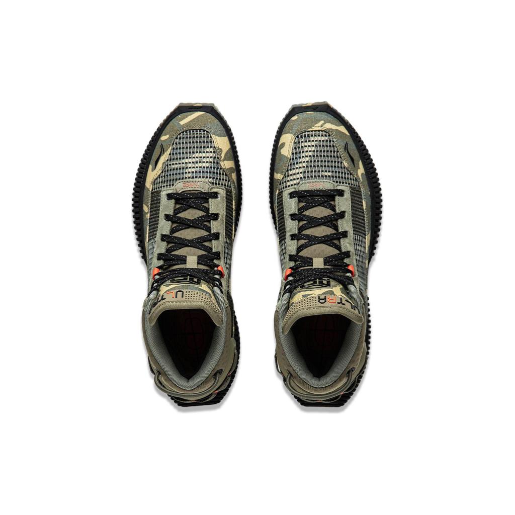 Li Ning Badfive 3 Ultra Camouflage Flat Cushioning Slip Resistant Lightweight Mid top Basketball Shoes Men's Green ABFS011-20