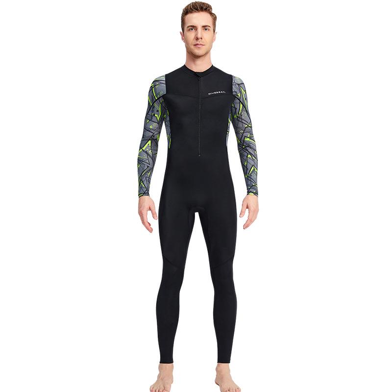 Men's Quick-Dry Lycra Wetsuit: Long Sleeve, Full Length, Sun Protection for Diving and Surfing