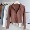 Women's Breathable Slim-Fit Sports Jacket: Autumn/Winter Yoga & Cycling Wear, Long Sleeve, Stand Collar, Plus Velvet.
