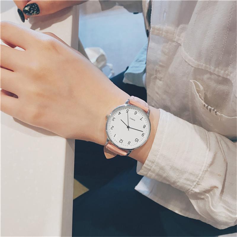 

Повседневные мужские кварцевые аналоговые часы простые винтажные кожаные часы студенческие часы men розовый