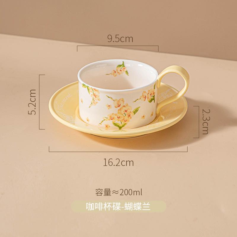 Modern Floral Ceramic Coffee Cup Set Home Office Afternoon Tea Suitable Breakfast Milk Oatmeal Cup Couple Mugs Home Decoration
