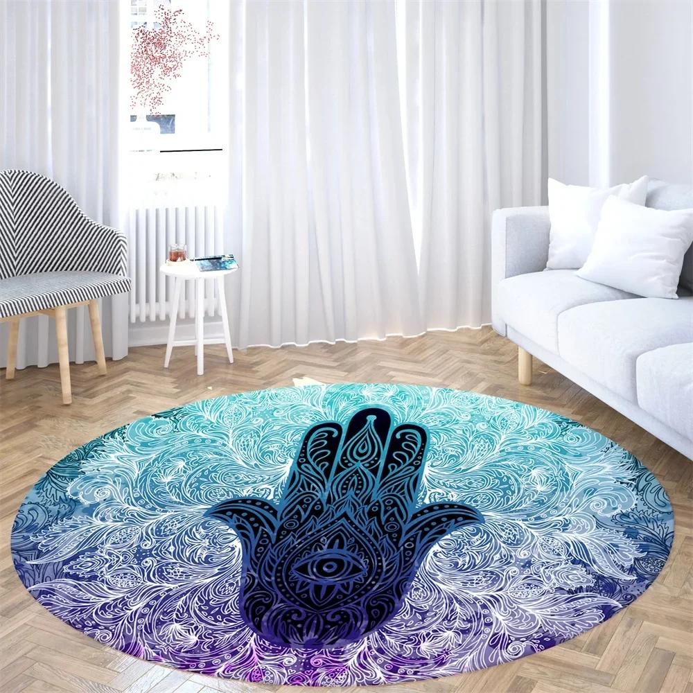 Psychedelic Boho Mandala Chakra Round Rug Meditation Carpet For Living Room Bathroom Circle Doormat Yoga Mats Bedroom Floor Mat