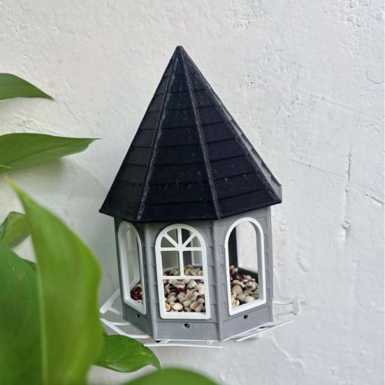 

Yousheng Castle Birds Feeder Weather-proof Multi-functional Outside Metal House Hummingbird Feeding Device Outdoor Garden Yard Decoration білий