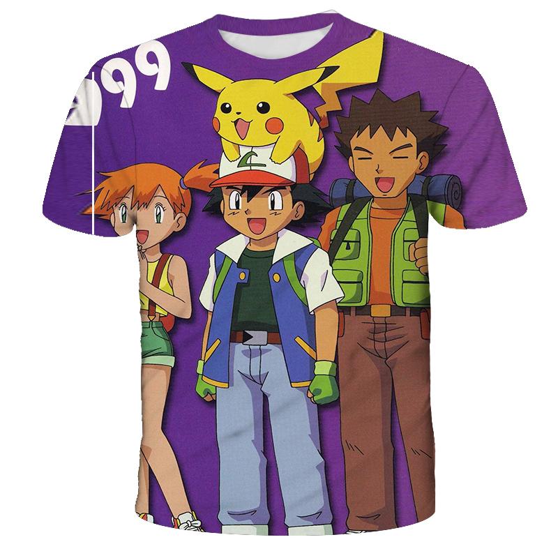 2026 Summer New Pikachu Animation T-shirt 3D Printing Unisex Children's Casual Fashion Cute Daily Street T-shirt Top