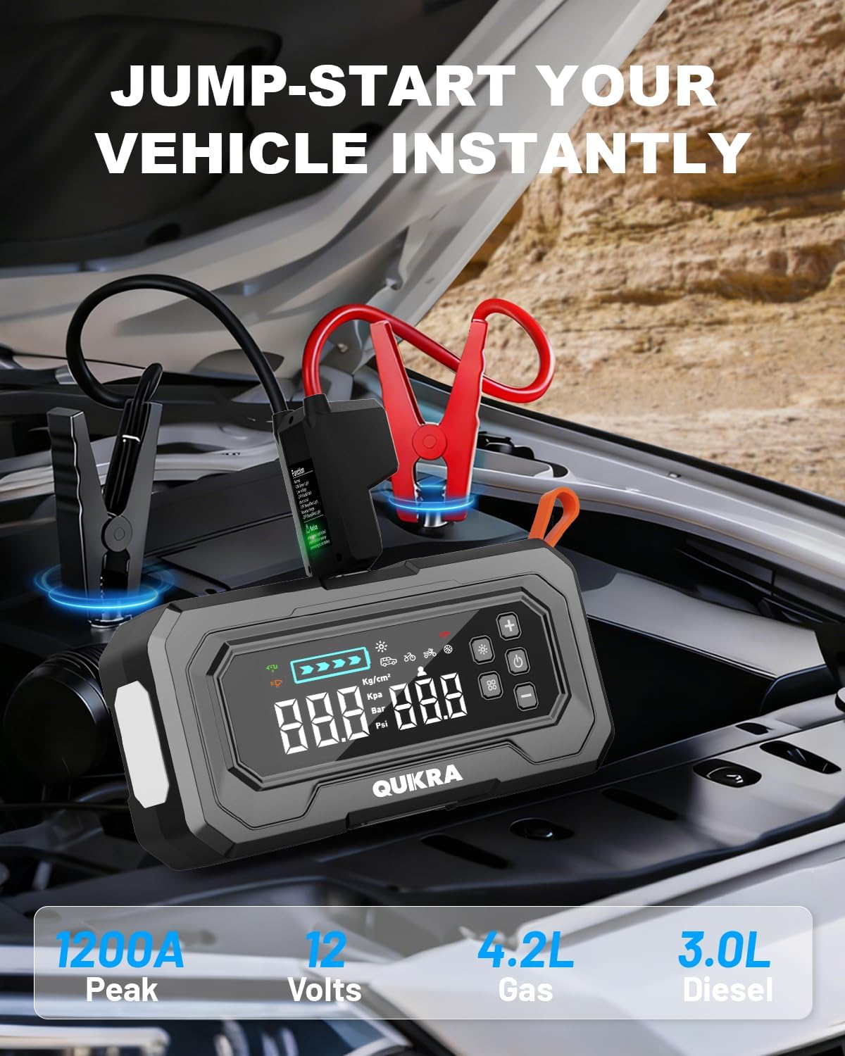 

Q08 Пусковий пристрій з повітряним компресором, піковий струм 1200 А, літієвий акумулятор-бустер 10000 мАг, 12 В автомобільний пусковий блок, світлодіодна лампа United States