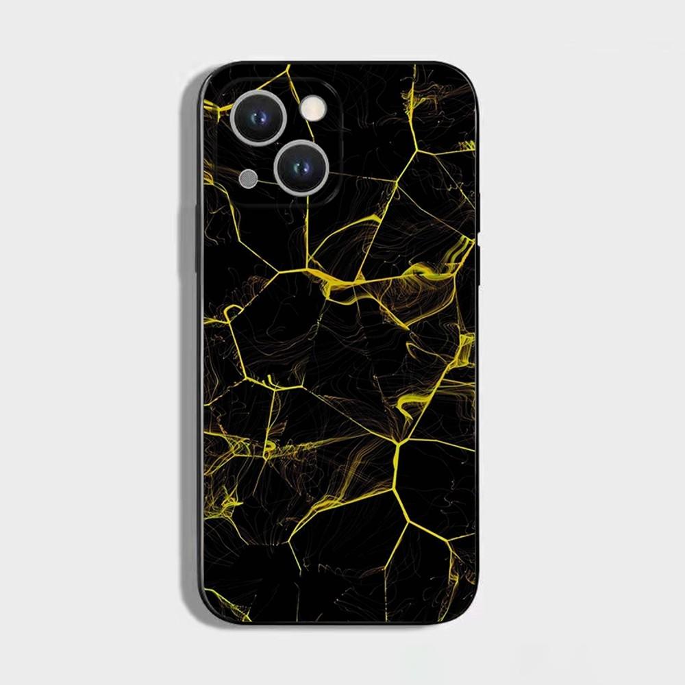 Black Gold Marble Pattern Phone Case For iPhone 16 15 Plus 14 13 Pro Max 12 Mini 11 X XS XR 7 8 8Plus Black Soft Phone Coque