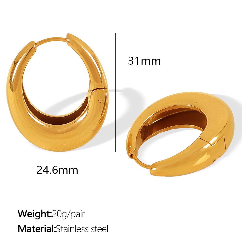 European and American Simple Design Versatile Earrings 18K Gold-plated Stainless Steel Geometric U-shaped Earrings Personalized Women