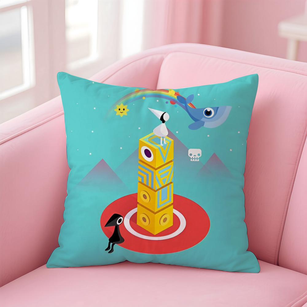 Anime Kwaii Game MMonument Valley Cushion Cover Pillowcase Short Plush Invisible Zipper Room Sofa Cushion Cover